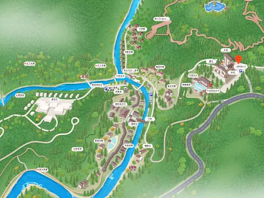 龙滚镇结合景区手绘地图智慧导览和720全景技术，可以让景区更加“动”起来，为游客提供更加身临其境的导览体验。