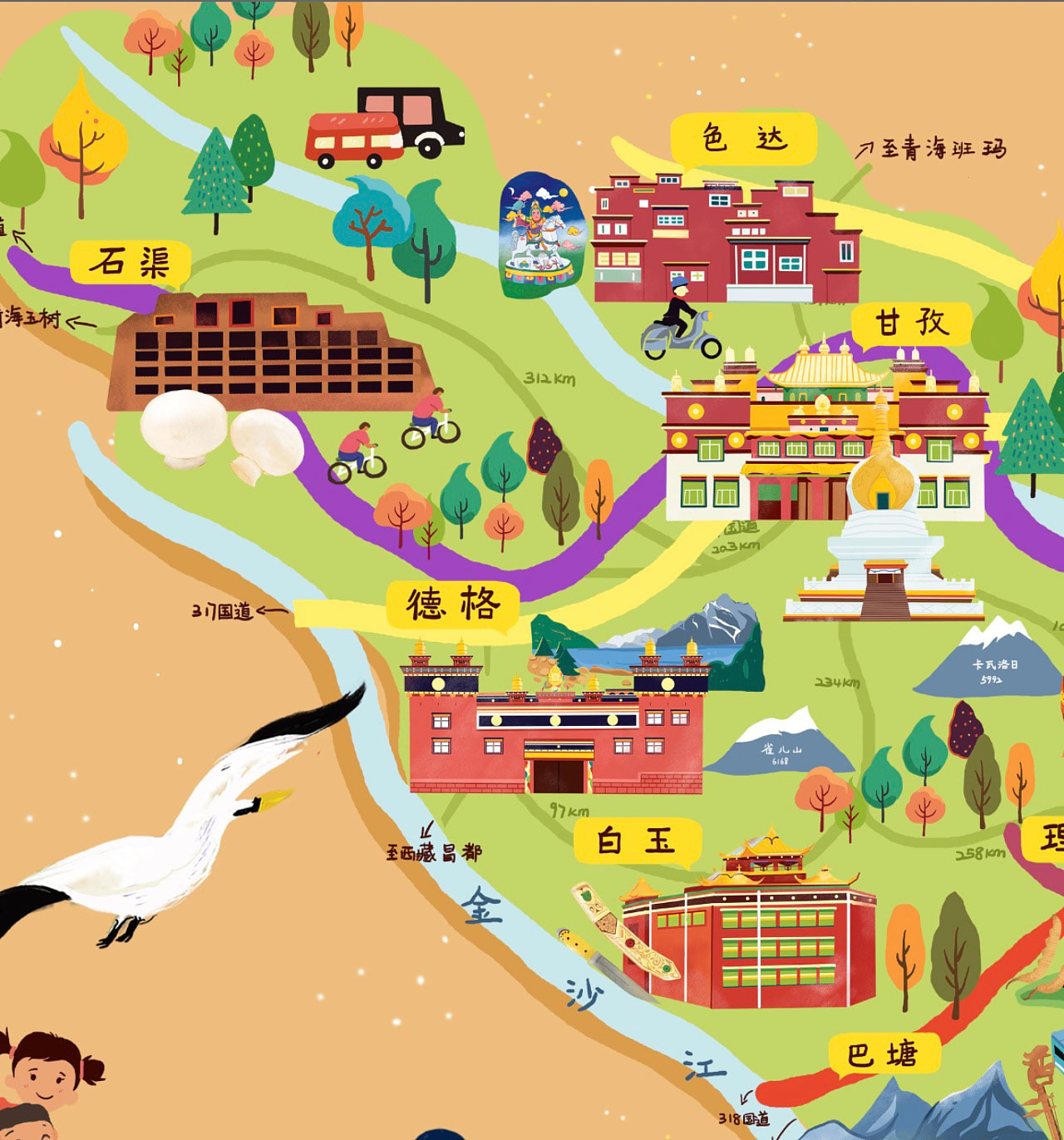 龙滚镇手绘地图景区的文化宝库